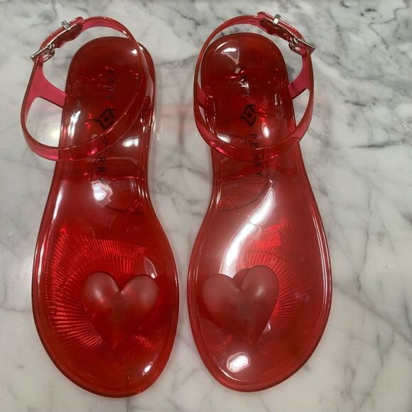 ♥️✨ NIB Katy Perry The Geli Jelly Heart Sandal - Picture 2 of 7